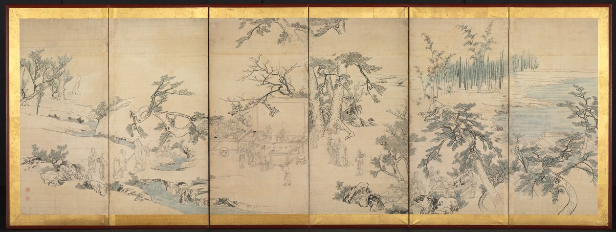 Literarische Versammlung im Orchideenpavillon, späte 1700er von Maruyama Okyo