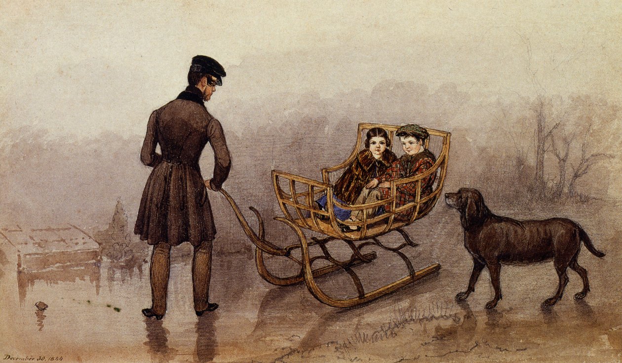 Anthony, Frank und Caroline rodeln auf dem Eis von Mary Ellen Best