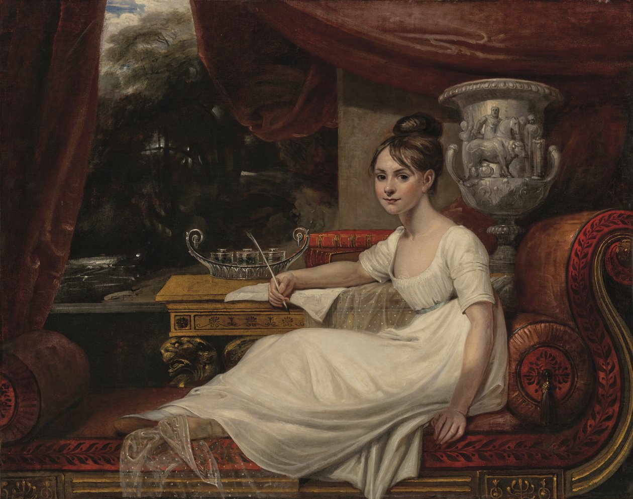 Porträt von Eleanor Anne Porden, Lady Franklin (1795-1825), auf einer Chaiselongue von Mary Ann Flaxman