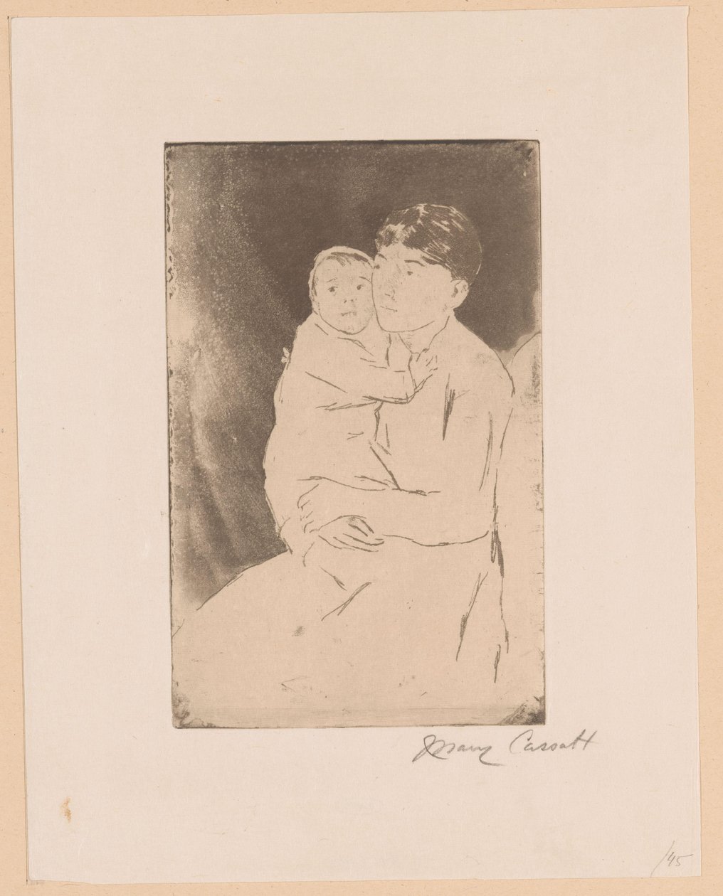 Kindermädchen und Baby von Mary Cassatt (signed by artist)