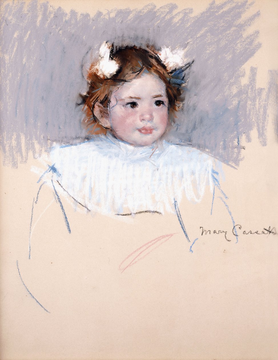 Ellen mit Schleifen im Haar, nach rechts blickend, 1899 von Mary Cassatt