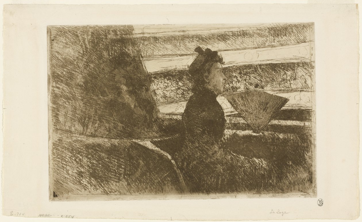 Dame in Schwarz, in einer Loge, nach rechts blickend von Mary Cassatt