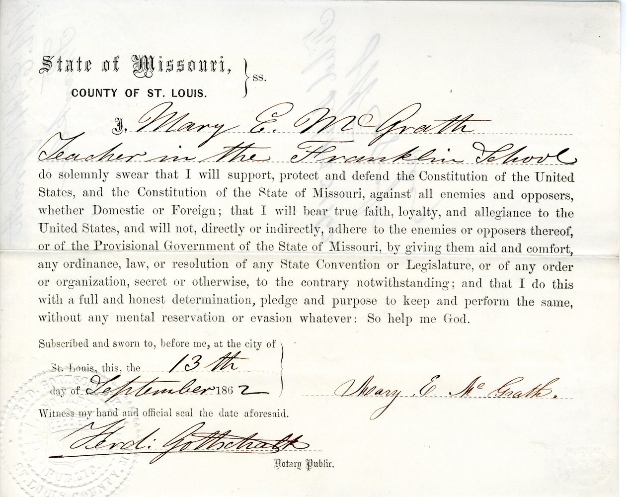 Loyalitätseid von Mary E. McGrath aus Missouri, County of St. Louis von Mary E. McGrath