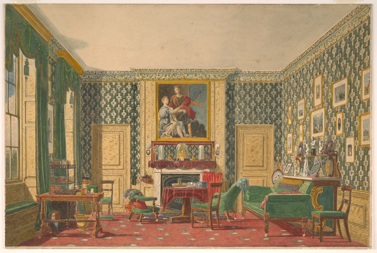 Zeichnung, Ein Innenraum, 1837–40 von Mary Ellen Best