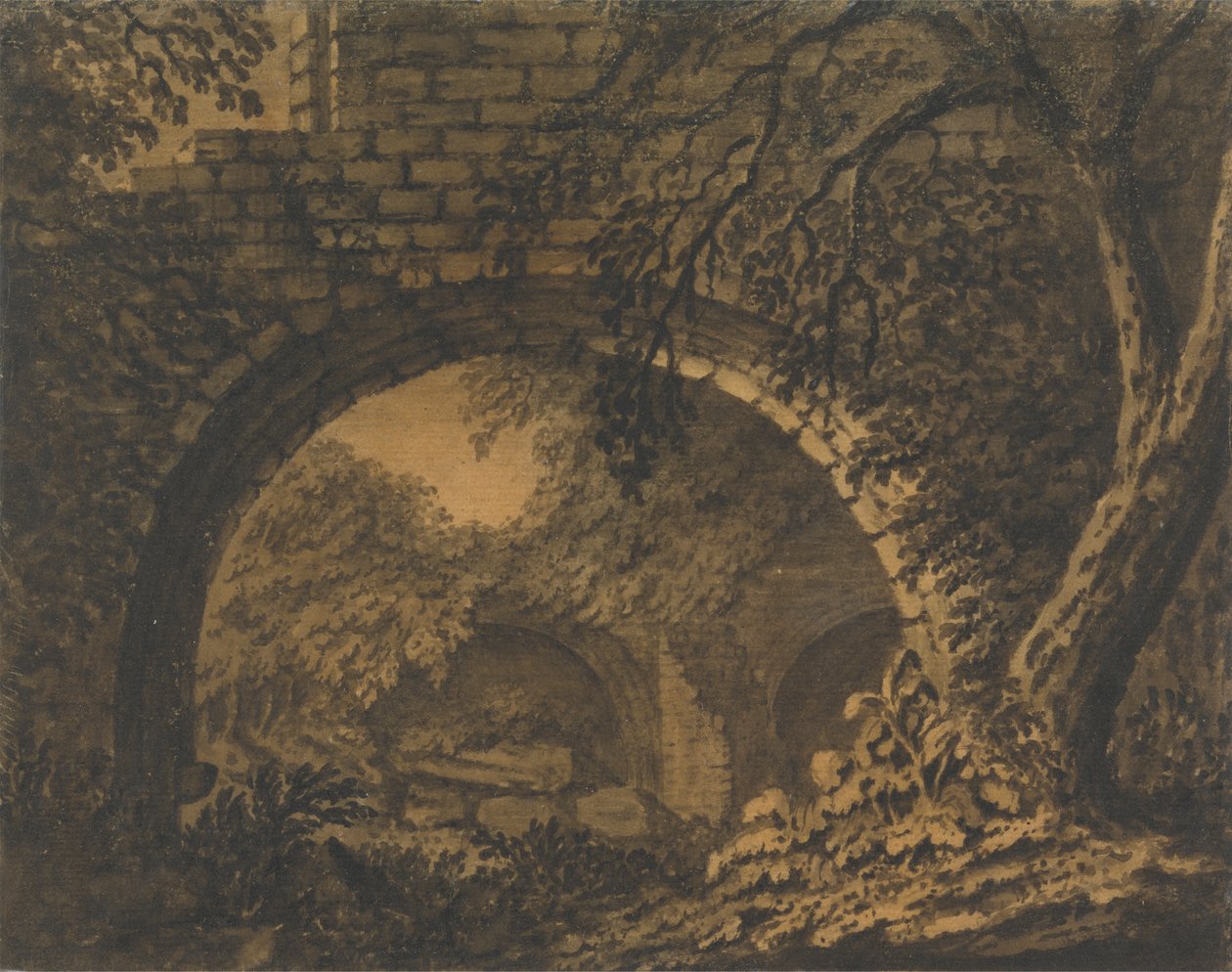 Ein Bogen im Gewölbe einer überwucherten Ruine von Mary Harcourt