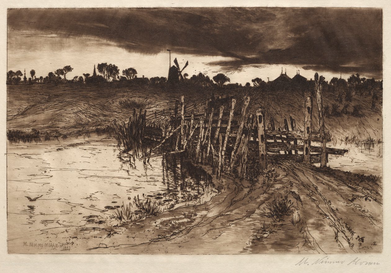 Zwischen dem Glimmen und dem Dunkel, Wenn die Kühe nach Hause kommen, 1883 von Mary Nimmo Moran