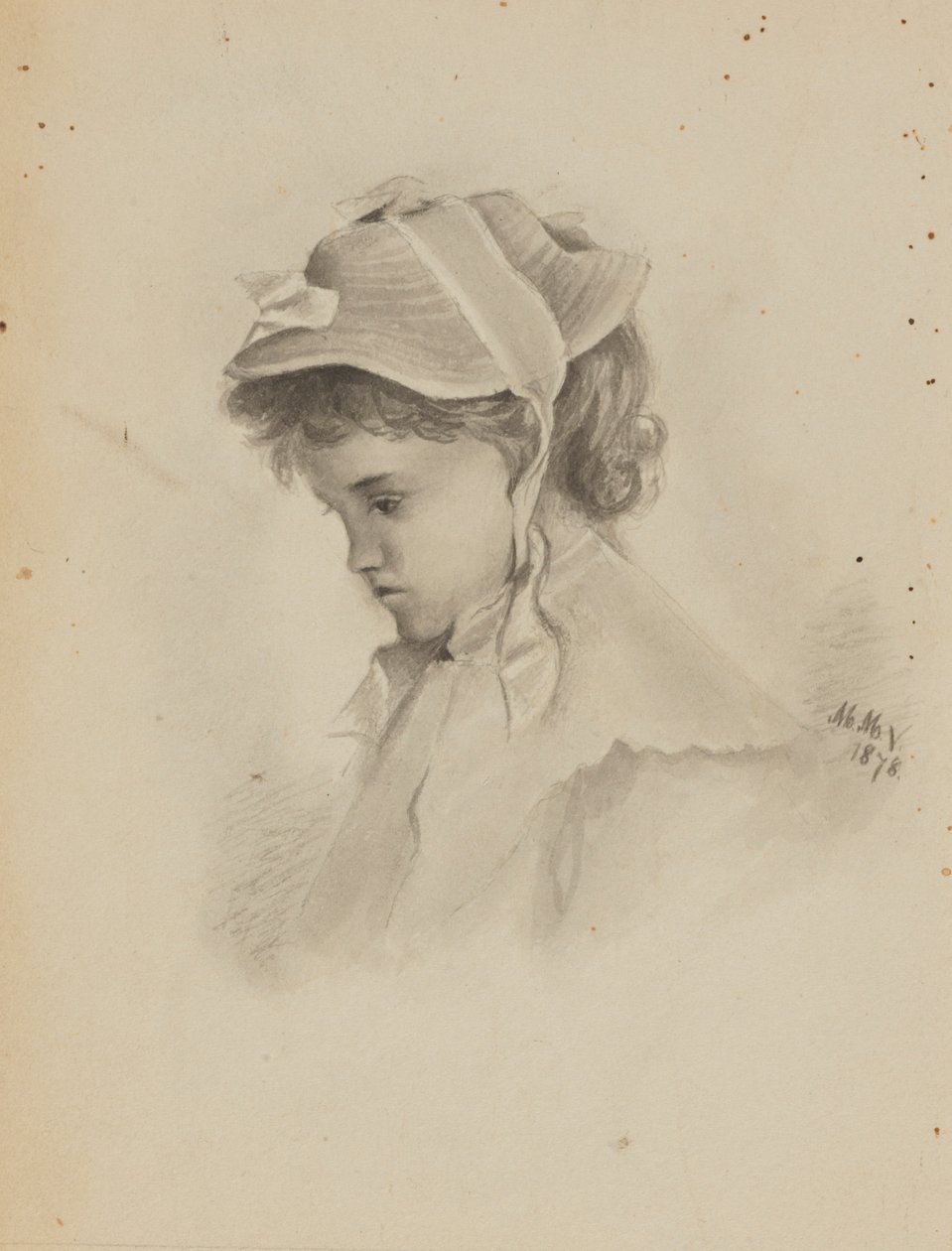Ohne Titel (Kopf eines Kindes, das nach unten schaut) von Mary Vaux Walcott