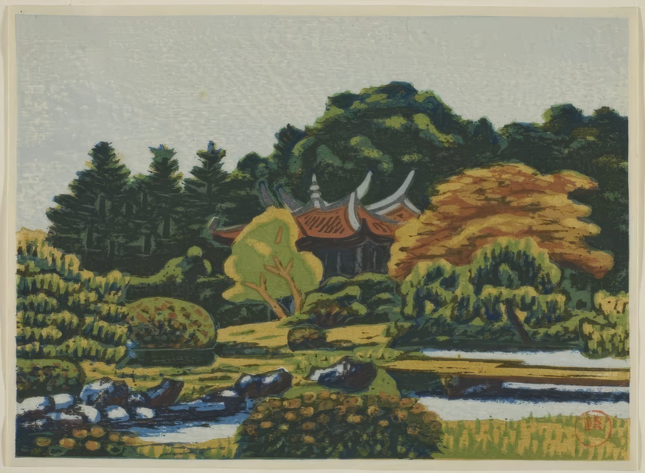 Drucke des Shinjuku Kaiserlichen Gartens von Masao Maeda