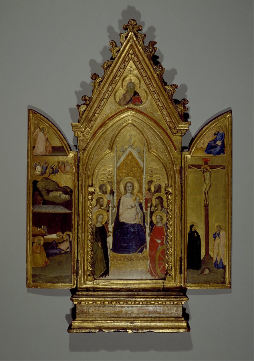 Madonna mit Heiligen und Szenen aus dem Leben Christi, tragbarer Altar von Maso di Banco
