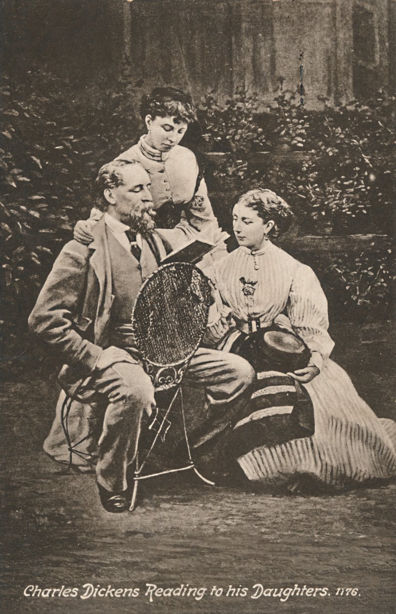Charles Dickens liest seinen Töchtern vor, 1865 von Mason and Co.