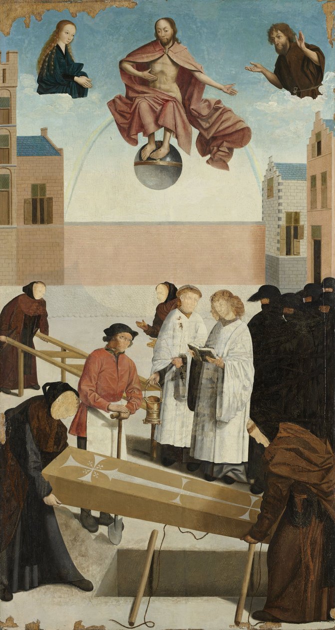 Begräbnis der Toten aus Die sieben Werke der Barmherzigkeit, 1504 von Master of Alkmaar