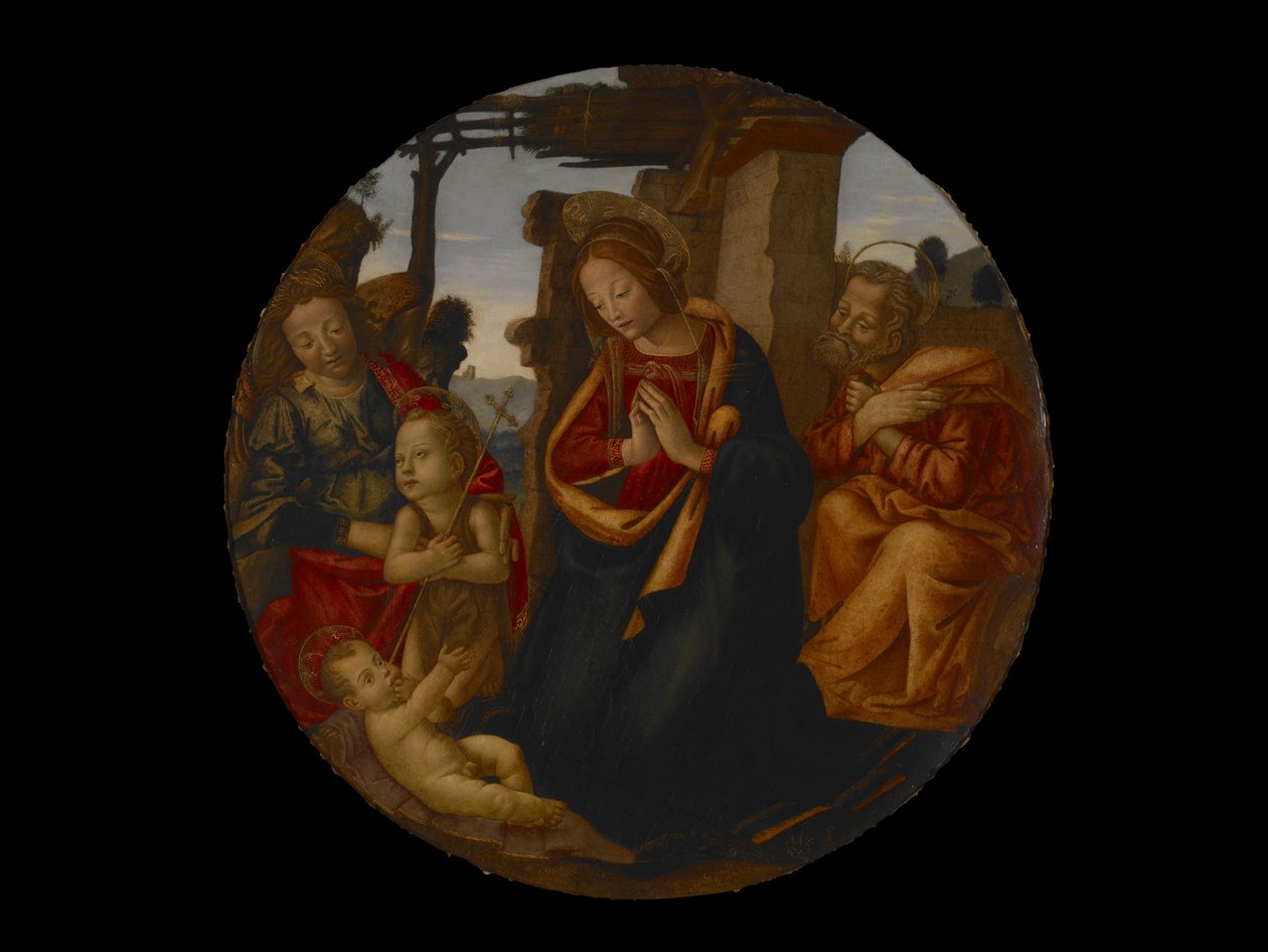 Die Heilige Familie mit Johannes dem Täufer und einem Engel von Master of Naumburg