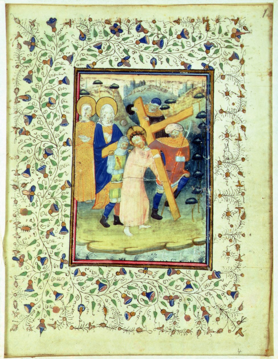 Das Tragen des Kreuzes, aus einem Stundenbuch, Brügge von Master of the Embroidered Foliage