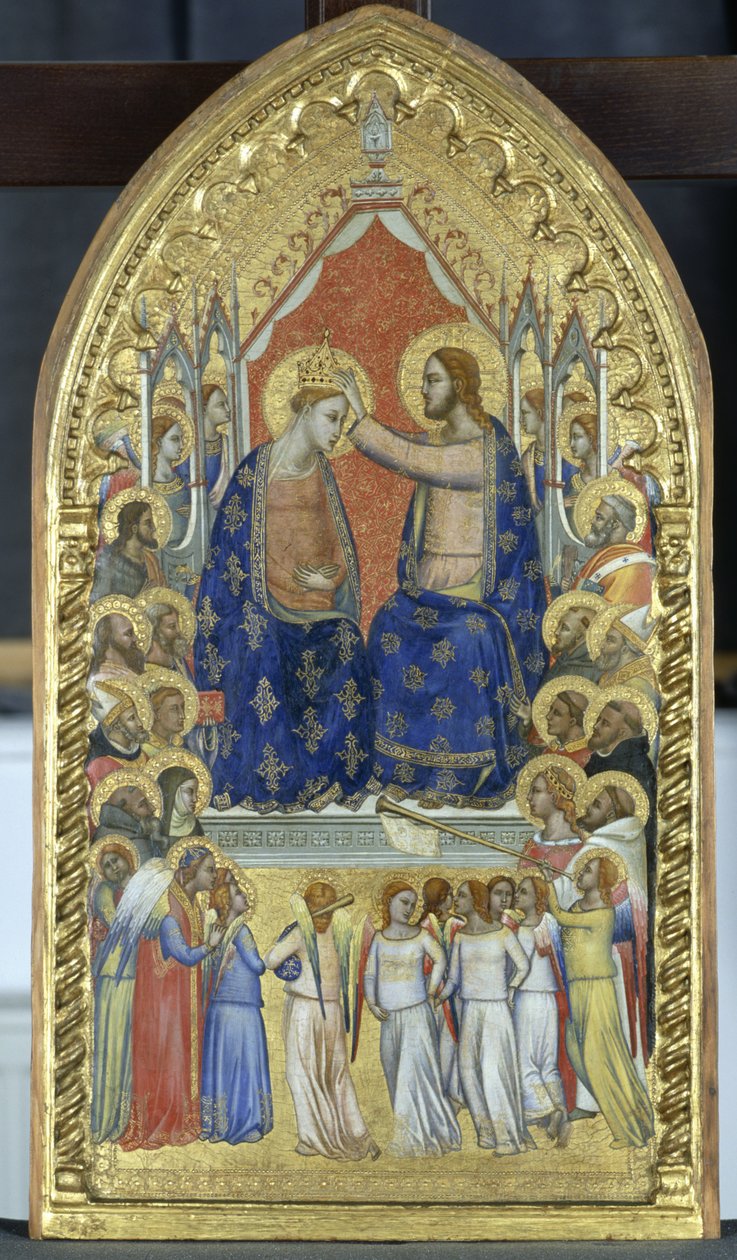 Krönung der Jungfrau mit Engeln und Heiligen von Master of the Fabriano Altarpiece attr. to Master of the Fabriano Altarpiece attr. to
