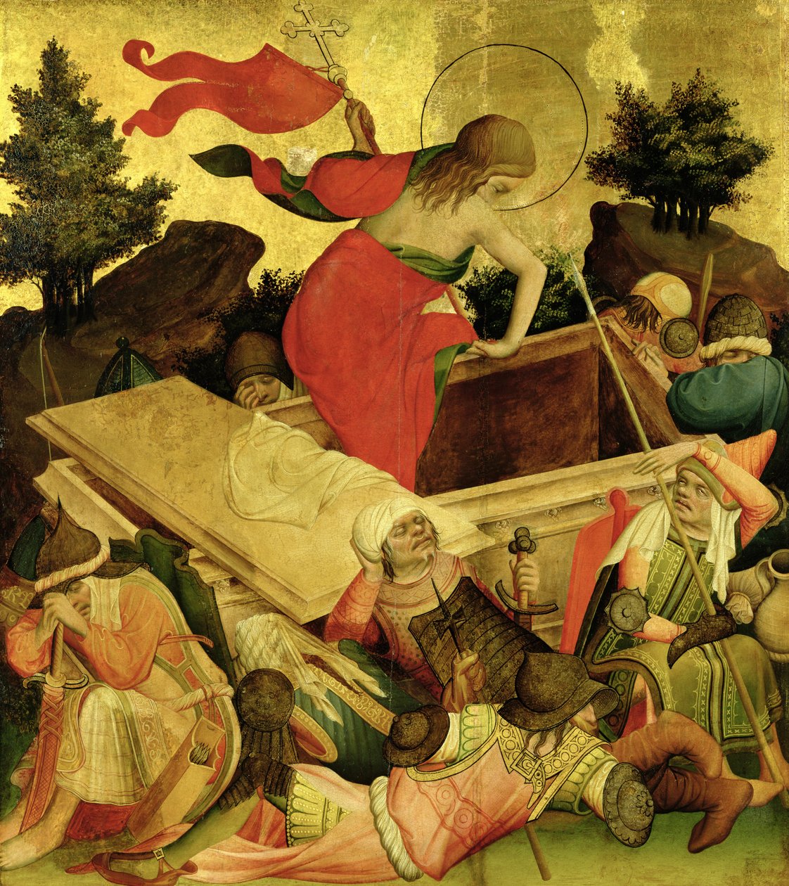 Die Auferstehung, Tafel vom St. Thomas Altar aus der St. Johanniskirche, Hamburg, begonnen 1424 von Master Francke