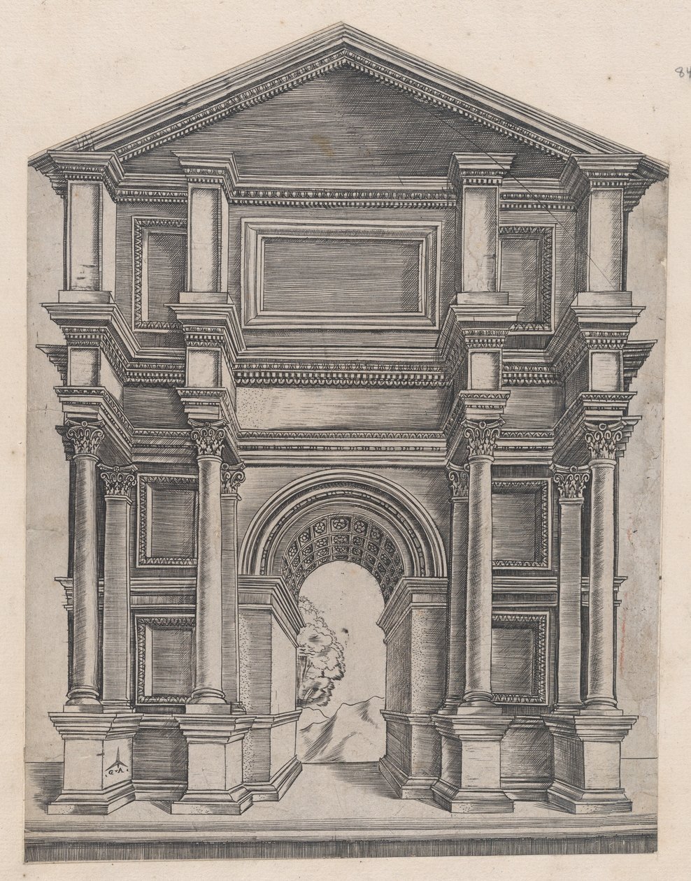 Speculum Romanae Magnificentiae: Bogen von Meister GA mit dem Krähenfuß, 16. Jahrhundert von Master GA