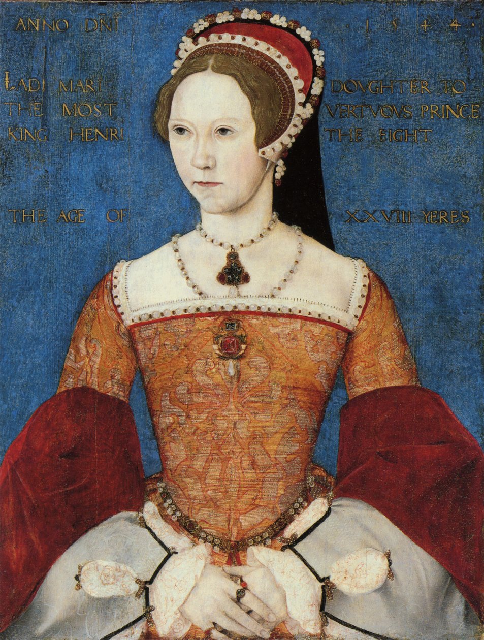 Porträt von Maria I. oder Maria Tudor (1516-58), Tochter von Heinrich VIII., im Alter von 28 Jahren, 1544 von Master John
