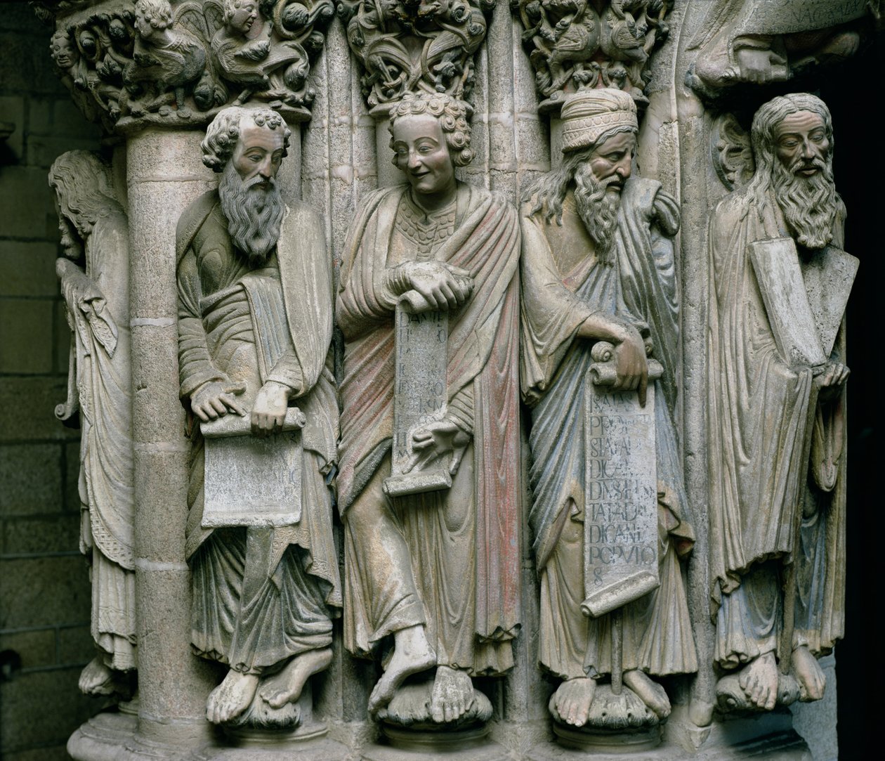 Detail des Portico de la Gloria mit den Propheten des Alten Testaments von Master Mateo