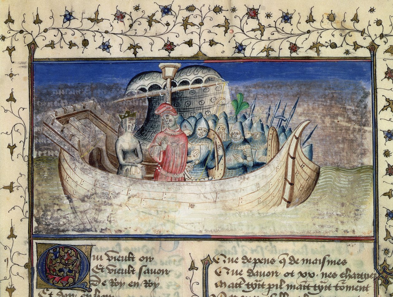 Brutus der Trojaner segelt nach Britannien, aus Die Geschichte der Könige von Britannien von Geoffrey von Monmouth (1100-54) von Master Wistace