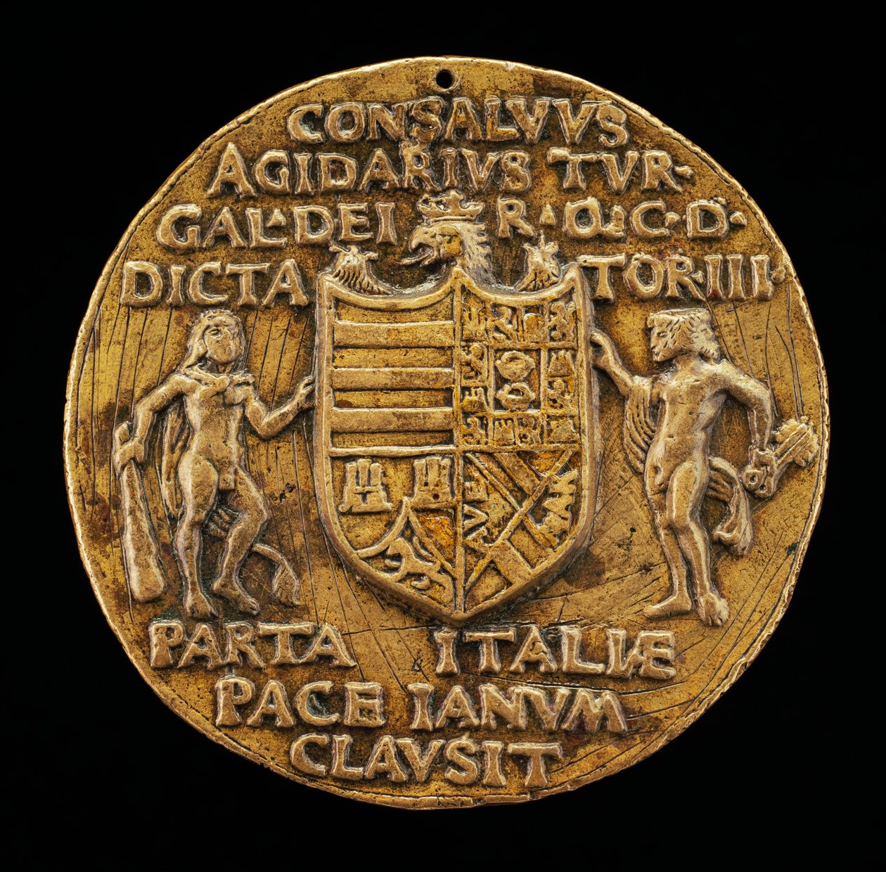 Schild unterstützt von Herkules und Janus [Rückseite], ca. 1503 von Master of Coriolanus