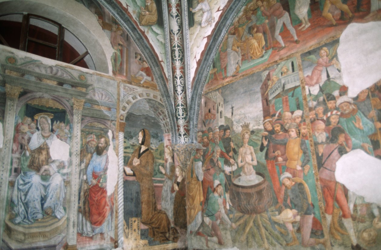 Italien, Piemont, Serralunga di Crea, Sacro Monte di Crea, Basilika Santa Maria Assunta, Kapelle, Fresken von Master of Crea