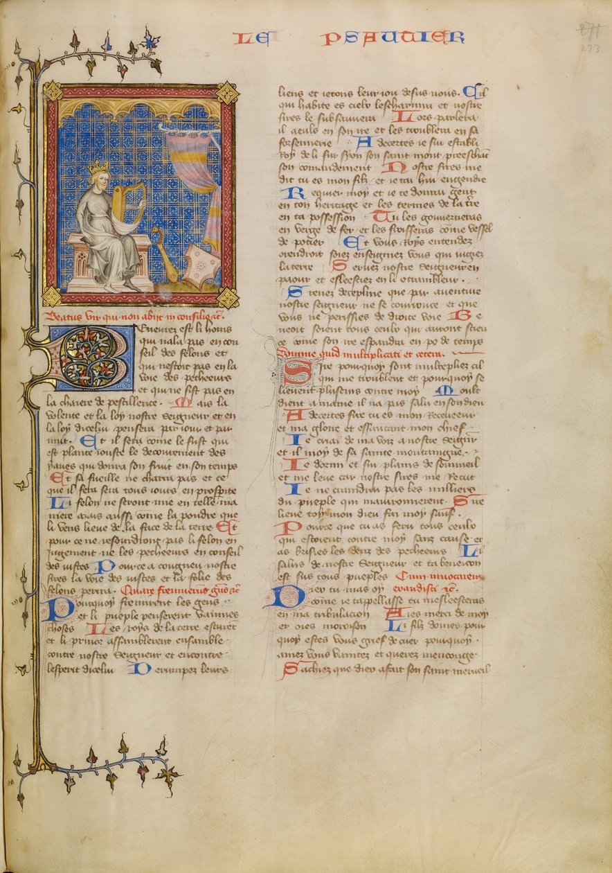 David mit Musikinstrumenten von Master of Jean de Mandeville