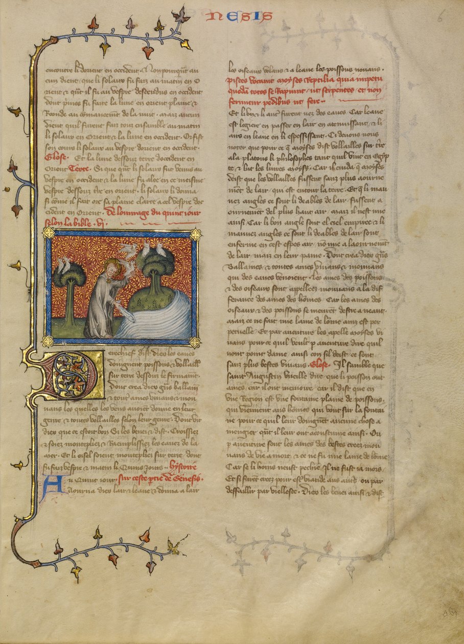 Die Erschaffung von Vögeln und Fischen von Master of Jean de Mandeville