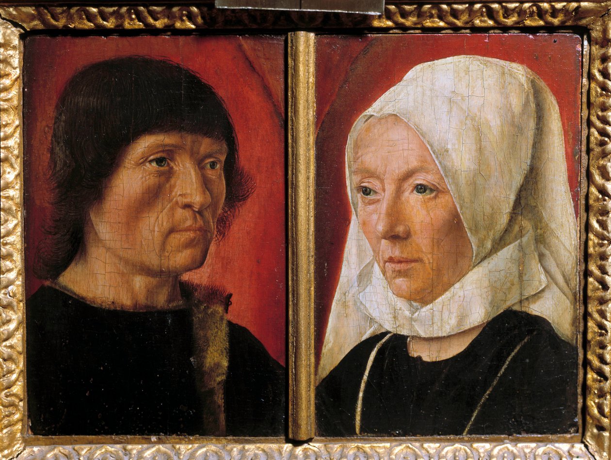 Porträt eines Mannes und seiner Frau. Darstellung eines Paares (Doppelporträt). Gemälde des Meisters von Saint Gilles (tätig zwischen 1490-1510), französische Schule von Master of Saint Giles