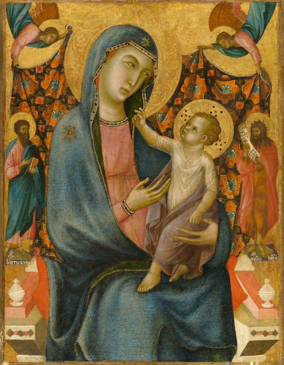 Madonna mit Kind und den Heiligen Bartholomäus und Johannes der Täufer, um 1320 von Master of San Torpe