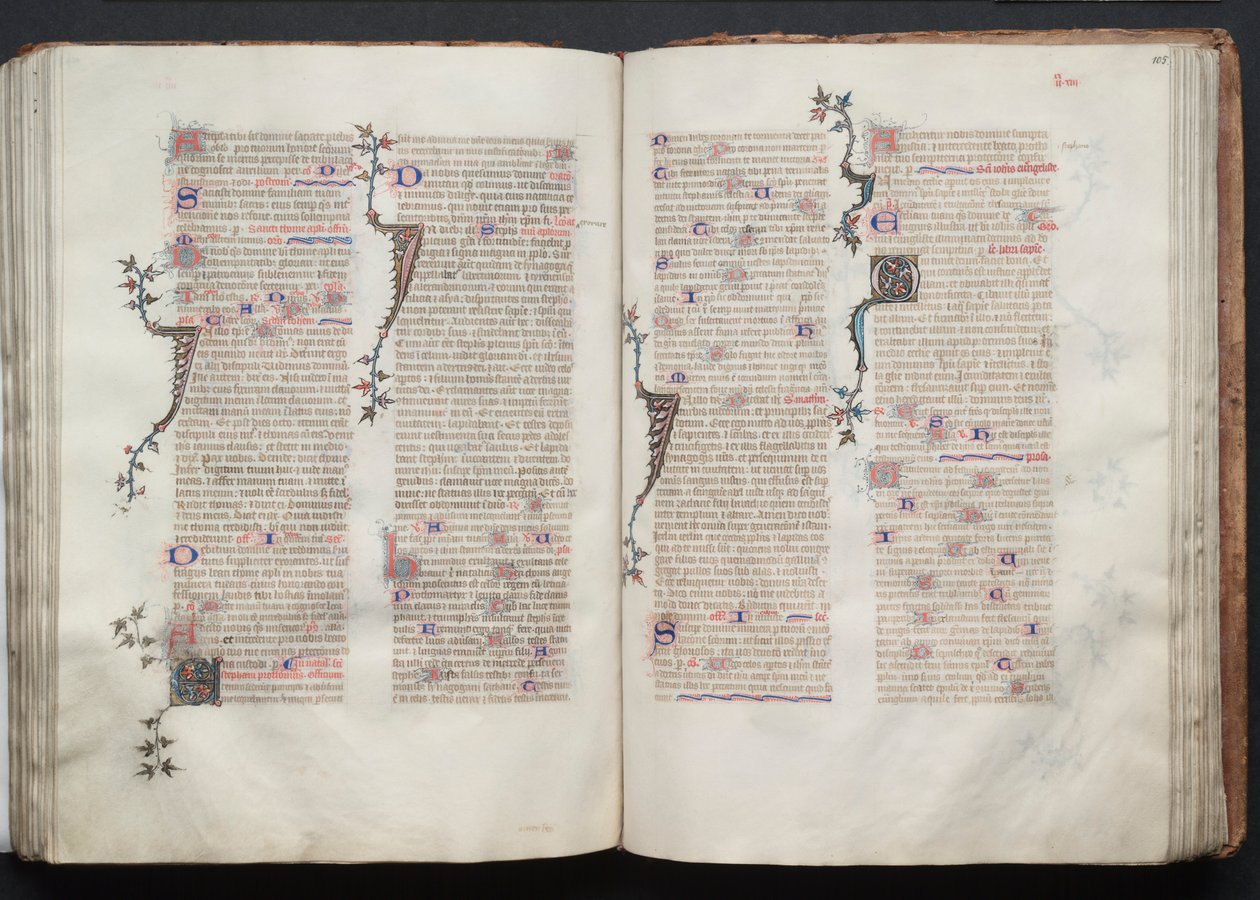 Das Gotha Missale: Fol. 105r, Text, ca. 1375 von Master of the Boqueteaux
