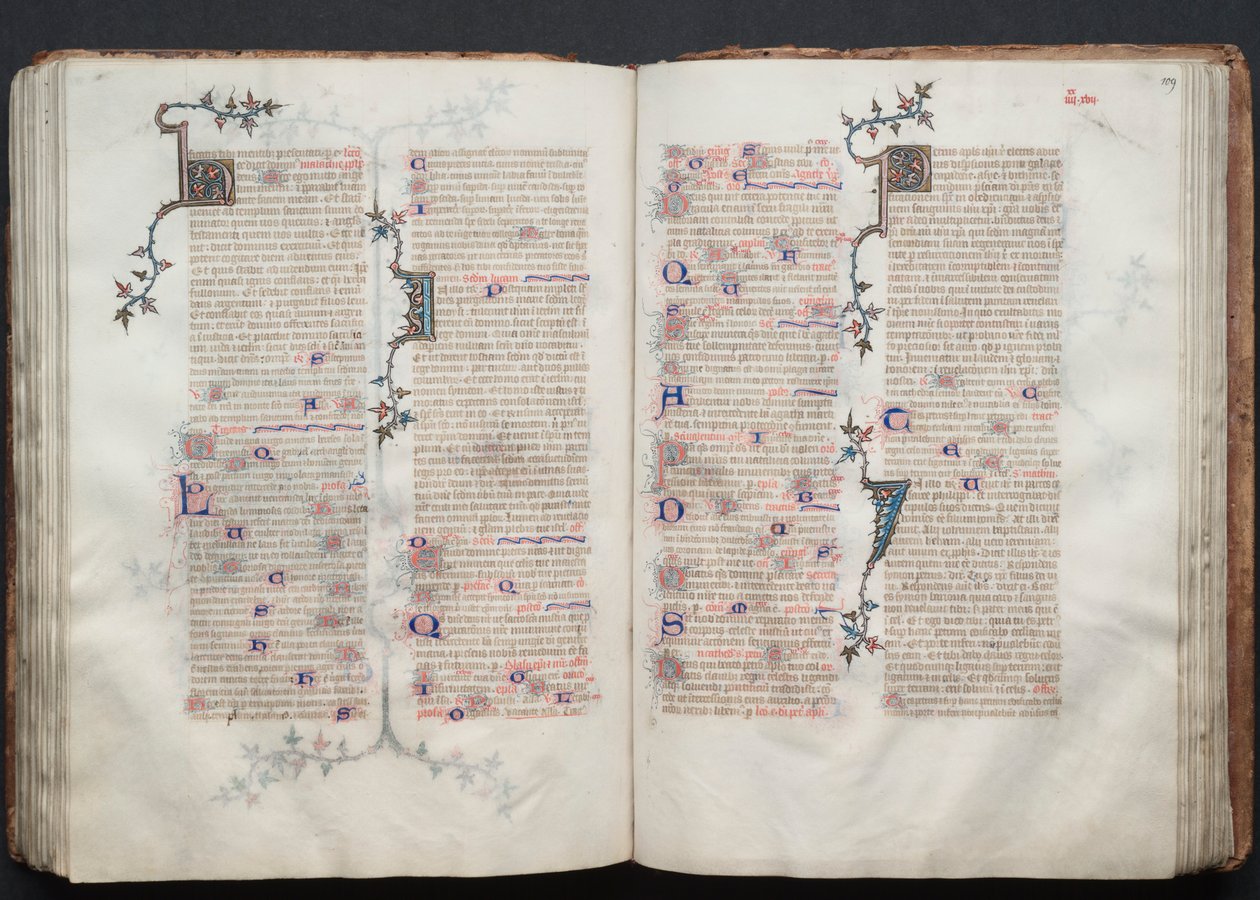 Das Gotha Missale: Fol. 108v, Text, ca. 1375 von Master of the Boqueteaux