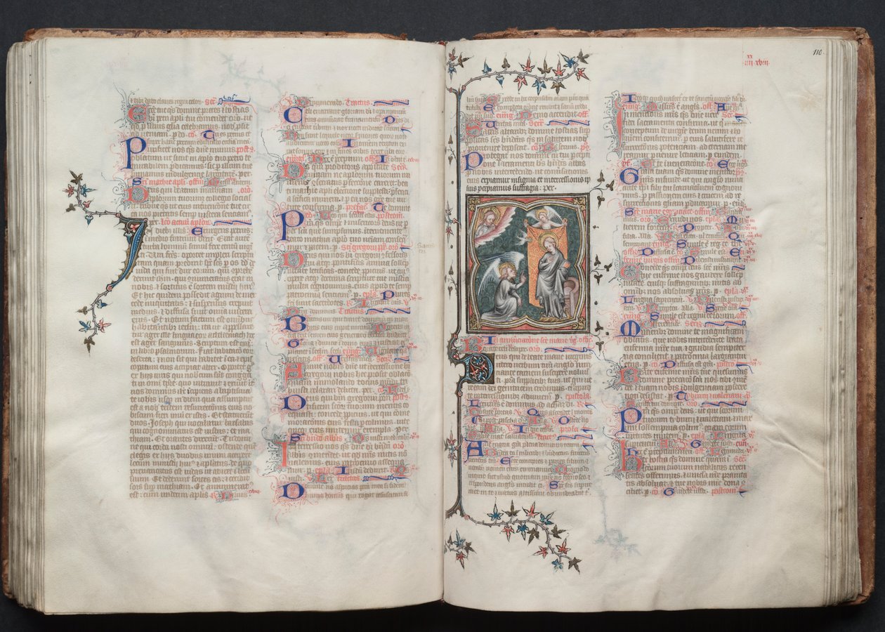 Das Gotha-Missale: Fol. 109v, Text, ca. 1375 von Master of the Boqueteaux
