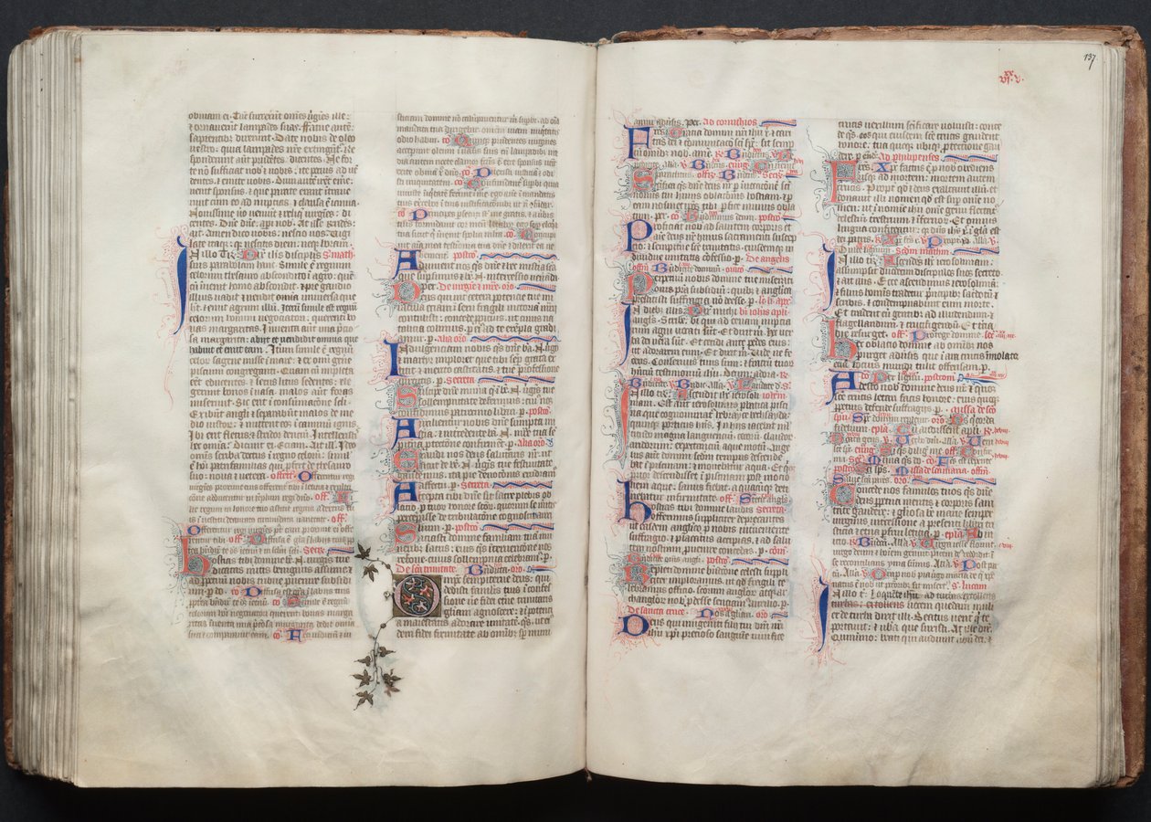Das Gotha Missale: Fol. 136v, Text, ca. 1375 von Master of the Boqueteaux