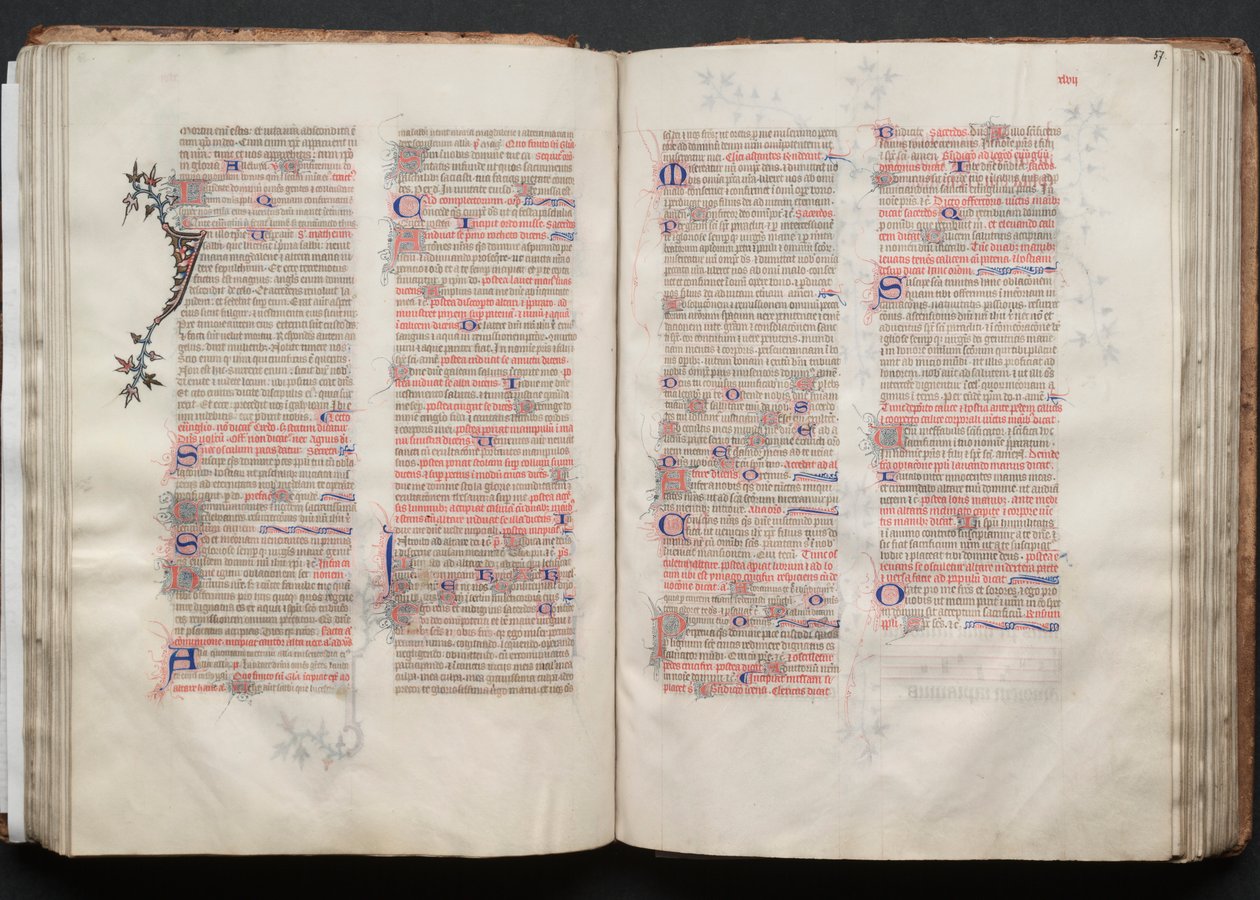 Das Gotha-Missale: Fol. 57r, Text, ca. 1375 von Master of the Boqueteaux