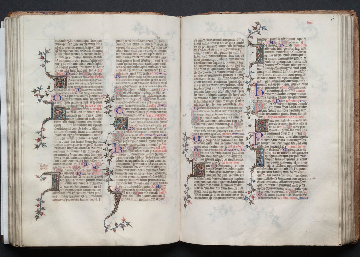 Das Gotha Missale: Fol. 75v Text, um 1375 von Master of the Boqueteaux