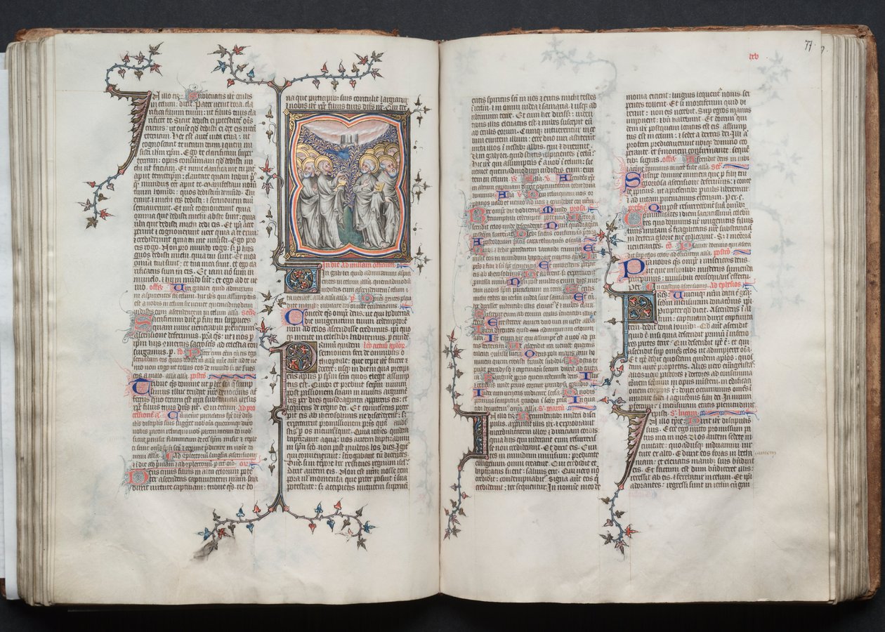 Das Gotha-Missale: Fol. 76v, Die Himmelfahrt, ca. 1375 von Master of the Boqueteaux