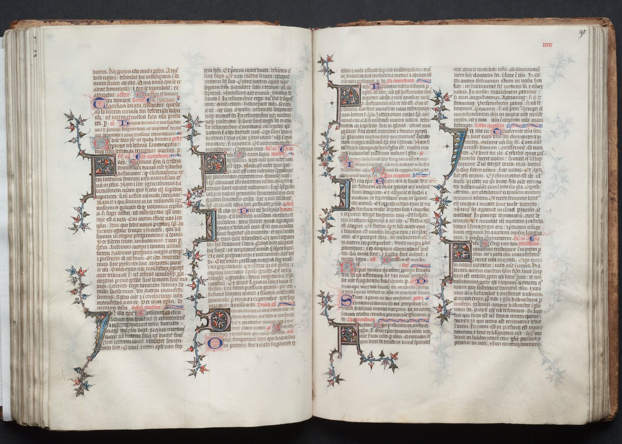 Das Gotha-Missale: Fol. 90v, Text, ca. 1375 von Master of the Boqueteaux