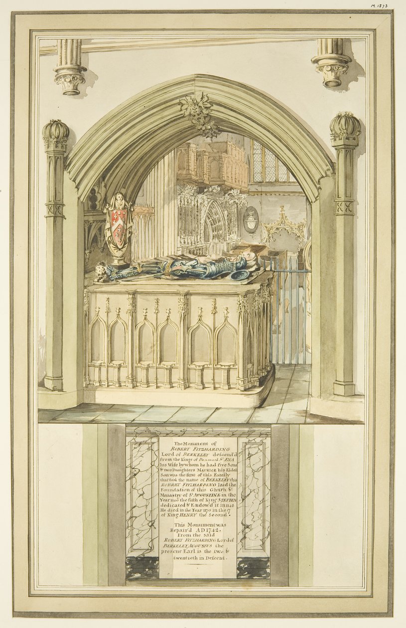 Grab von Robert Fitzharding, gestorben 1170, in der Kathedrale von Bristol, ca. 1799 von Master of the Bristol Church Monuments