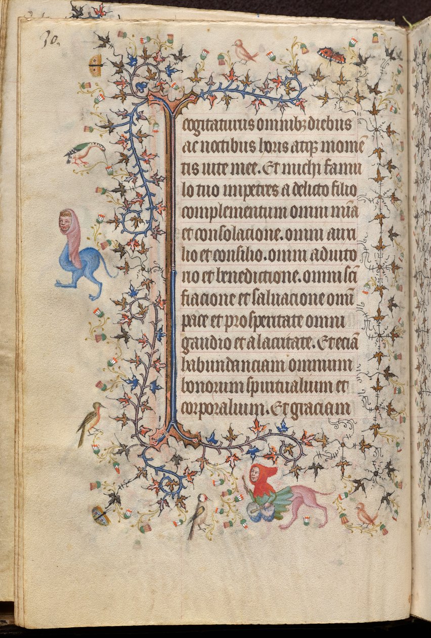 Stundenbuch von Karl dem Edlen, König von Navarra (1361-1425): fol. 15v, Text von Master of the Brussels Initials and Associates