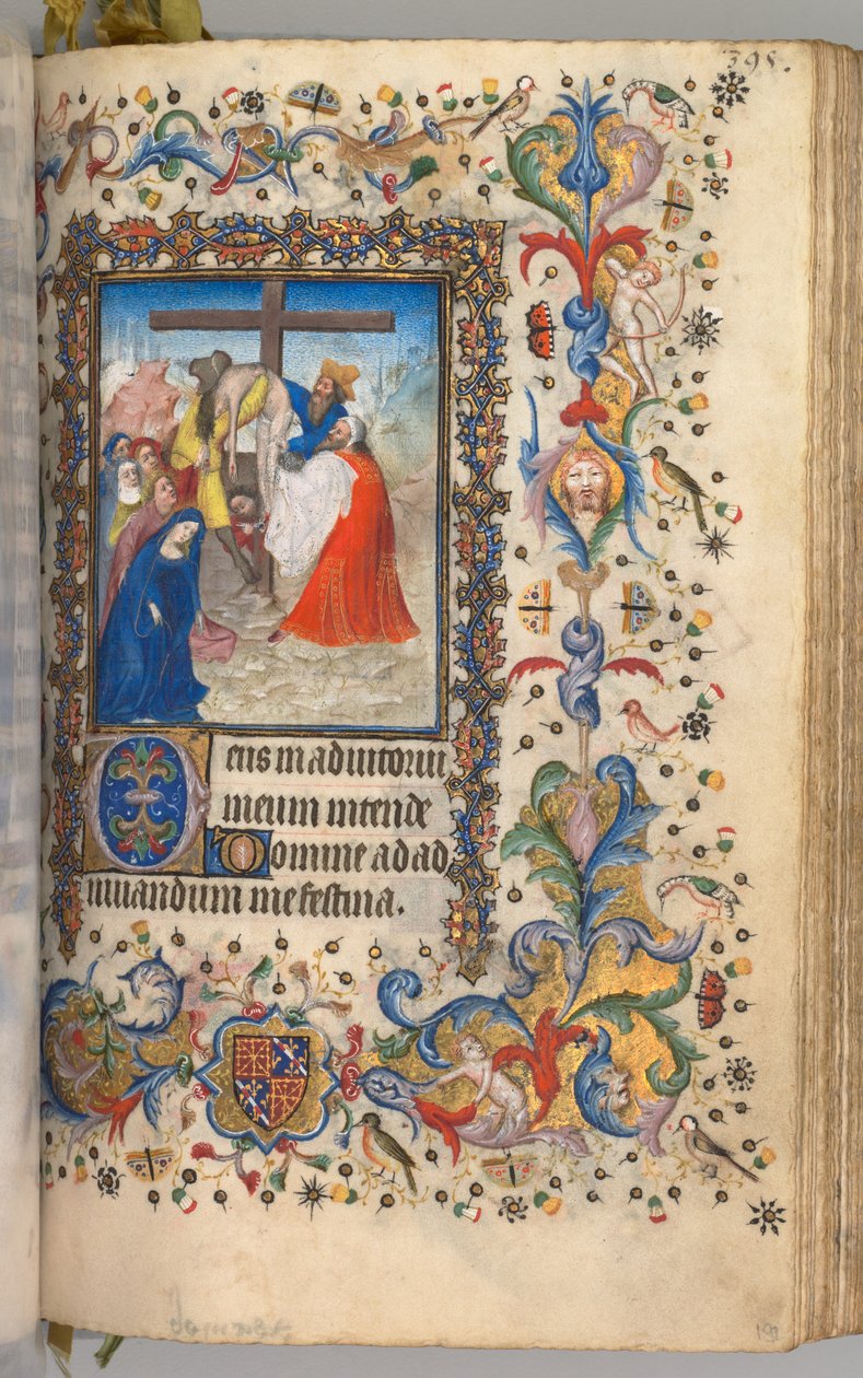 Stundenbuch von Karl dem Edlen, König von Navarra 1361-1425: fol. 192r, Abstieg vom Kreuz, um 1405 von Master of the Brussels Initials and Associates