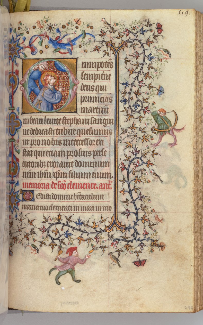 Stundenbuch von Charles dem Edlen, König von Navarra 1361-1425, fol. 274r, St. Stephan, um 1405 von Master of the Brussels Initials and Associates