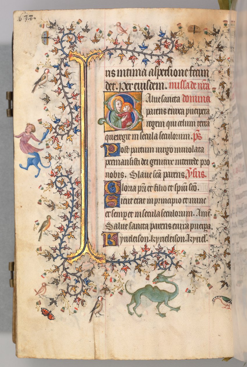 Stundenbuch von Karl dem Edlen, König von Navarra 1361-1425, fol. 313v, Jungfrau und Kind, um 1405 von Master of the Brussels Initials and Associates
