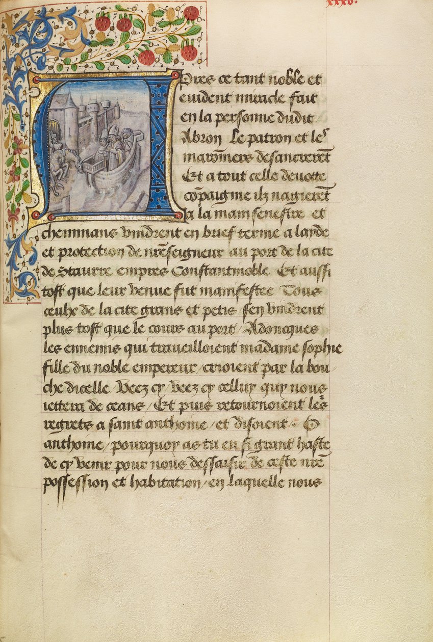 Initiale A: Ankunft von Schiffen in Konstantinopel von Master of the Brussels Romuléon