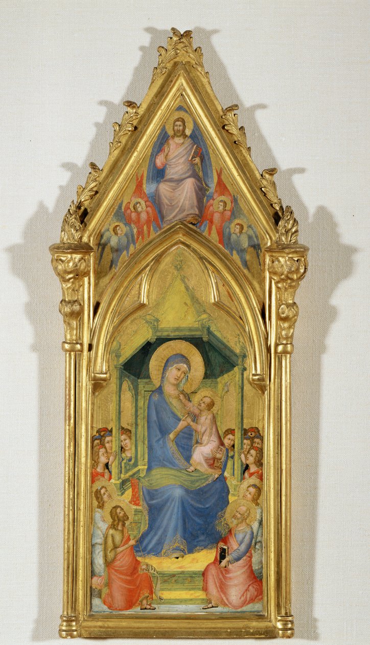 Madonna auf einem Thron zwischen zwei Engeln, Johannes dem Täufer und Petrus von Master of the Codex of Saint George