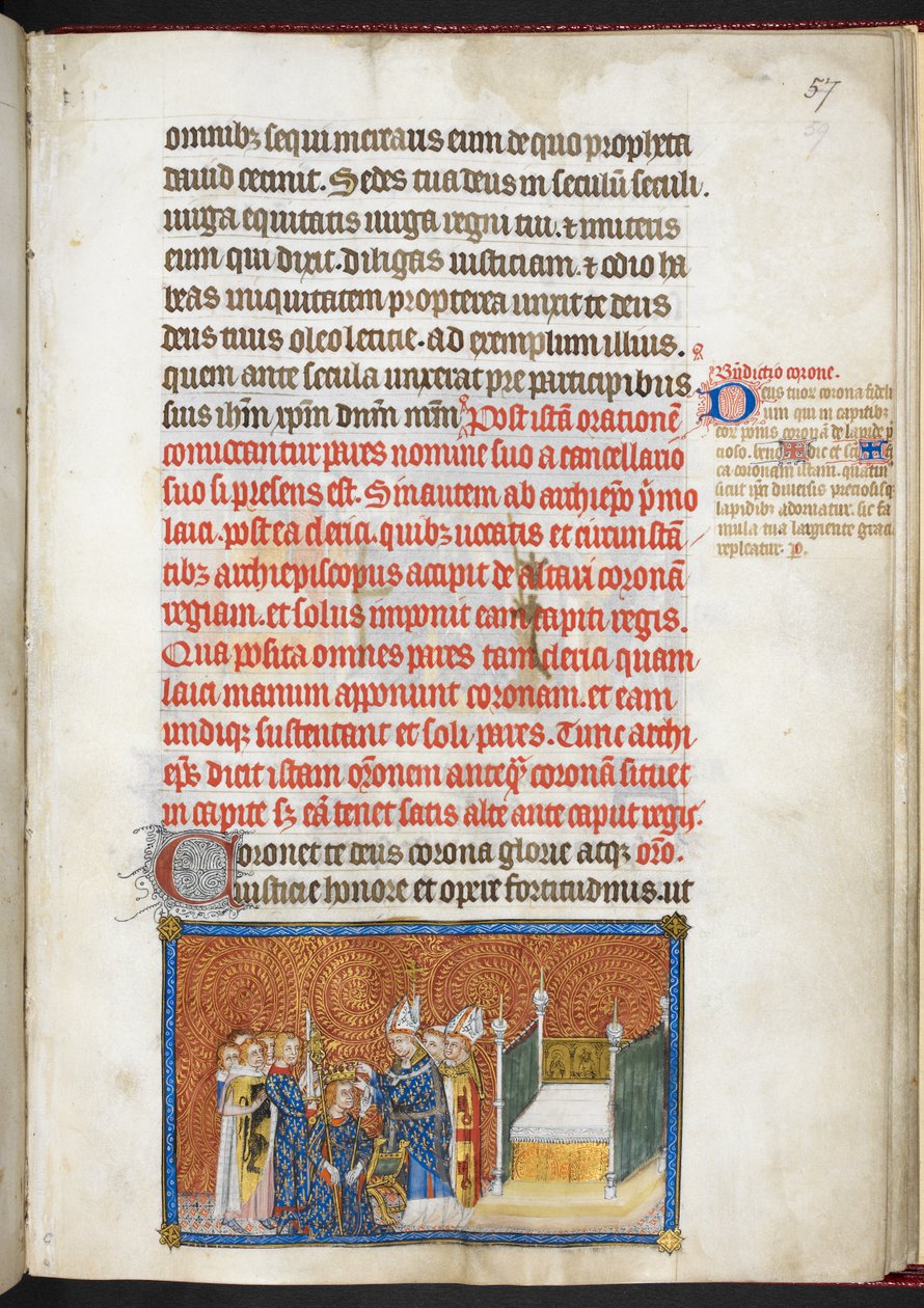 Der Erzbischof von Reims setzt dem König die Krone auf, aus 