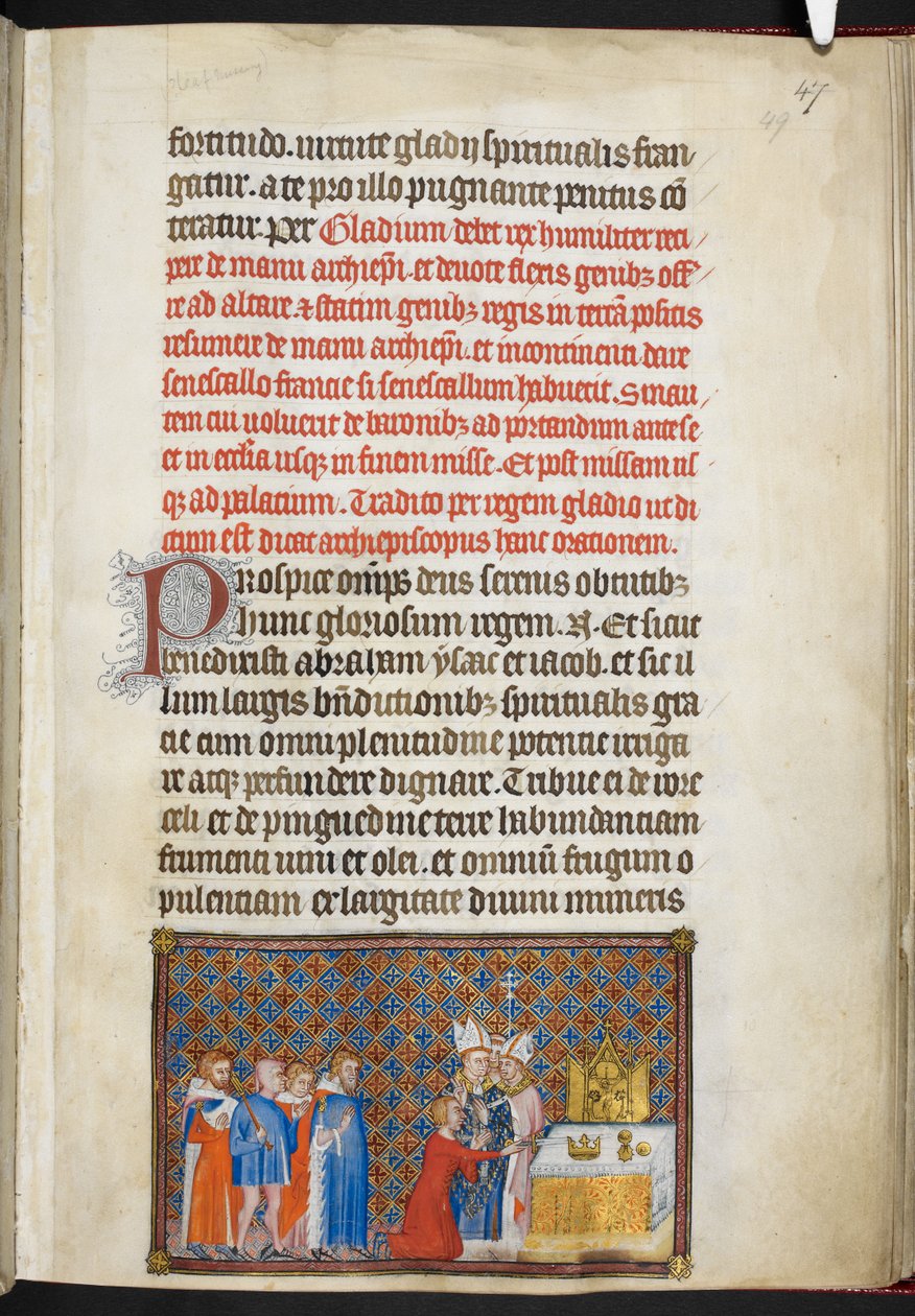 Der König bietet das Schwert auf dem Altar dar, Illustration aus 