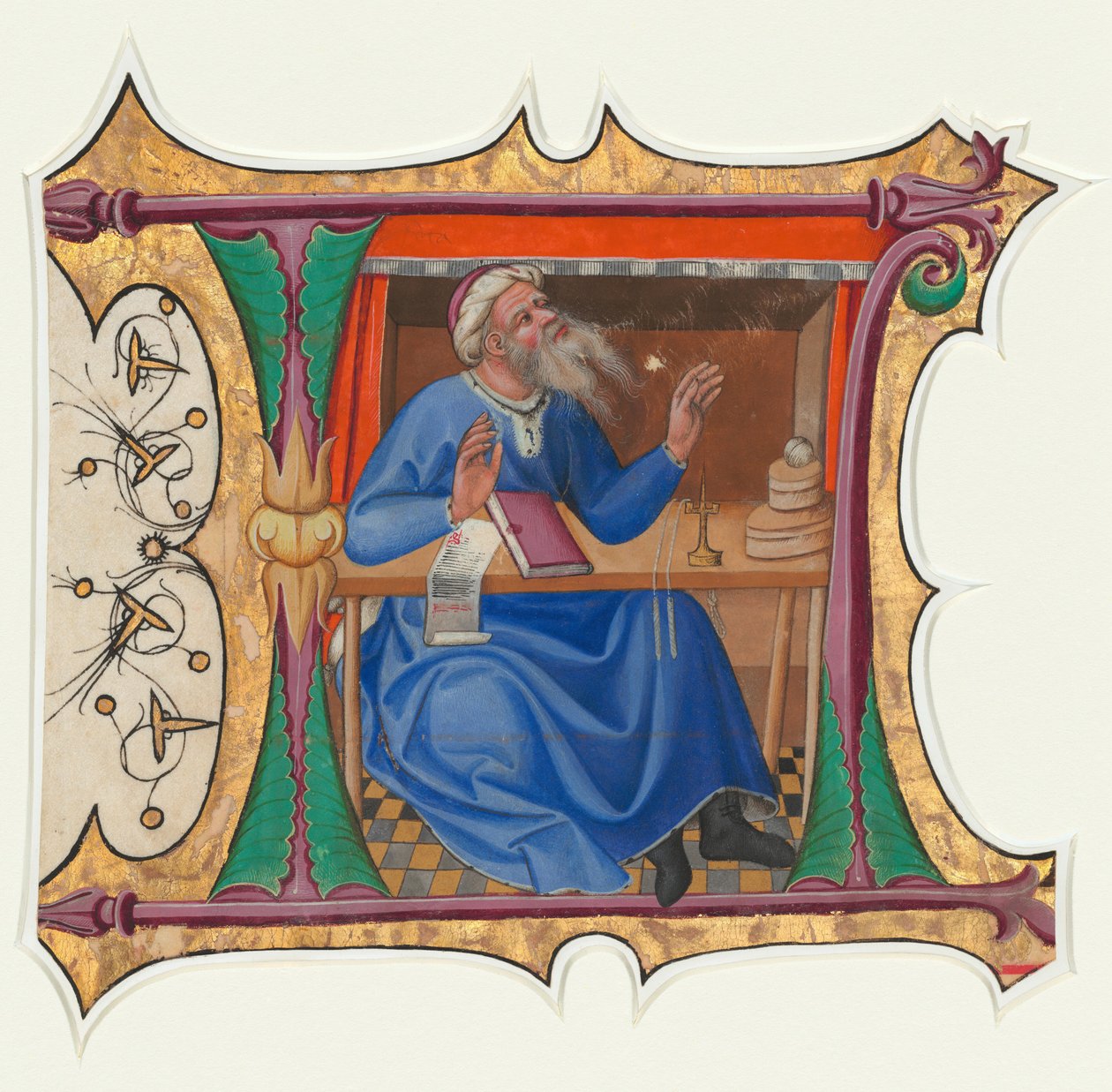 Initiale L mit alttestamentlichem Propheten von Master of the Cypresses