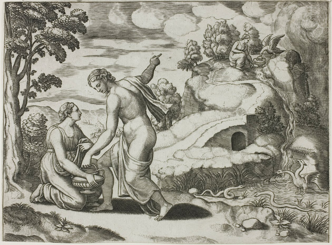 Isoliertes Motiv aus der Geschichte von Psyche von Master of the Die