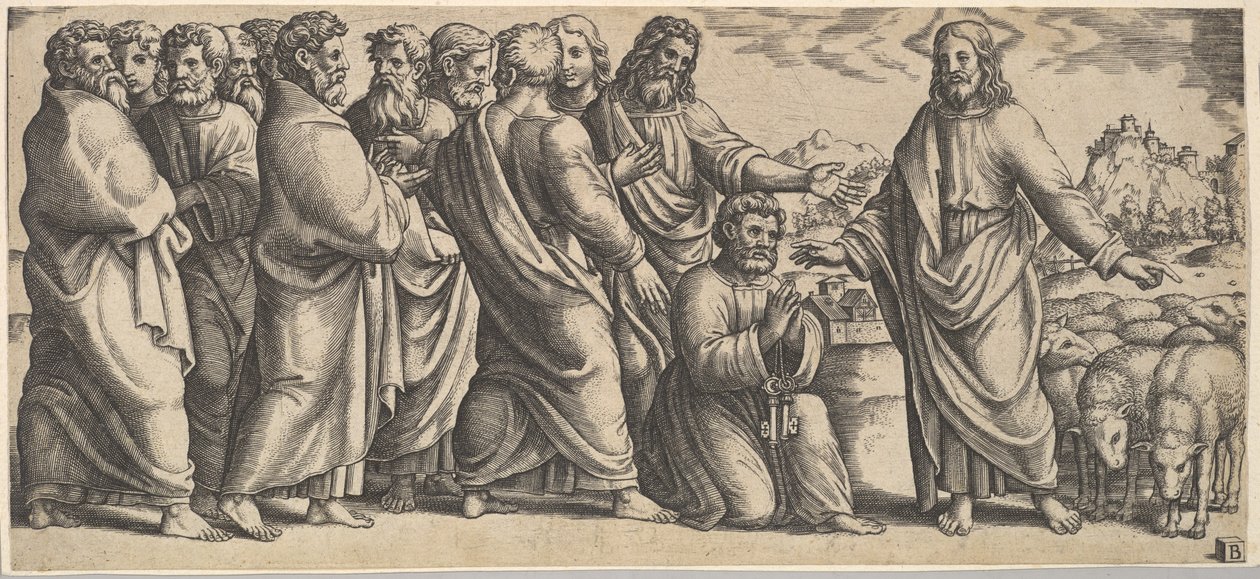 Die Übergabe der Schlüssel an Petrus von Master of the Die