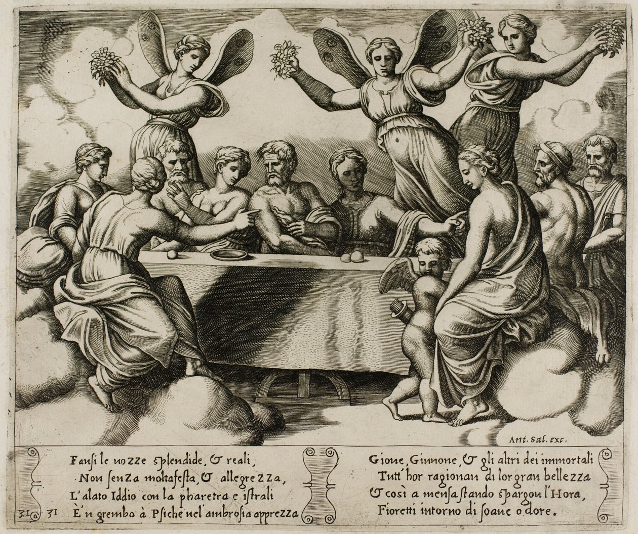 Die Götter feiern die Hochzeit von Psyche und Amor von Master of the Die